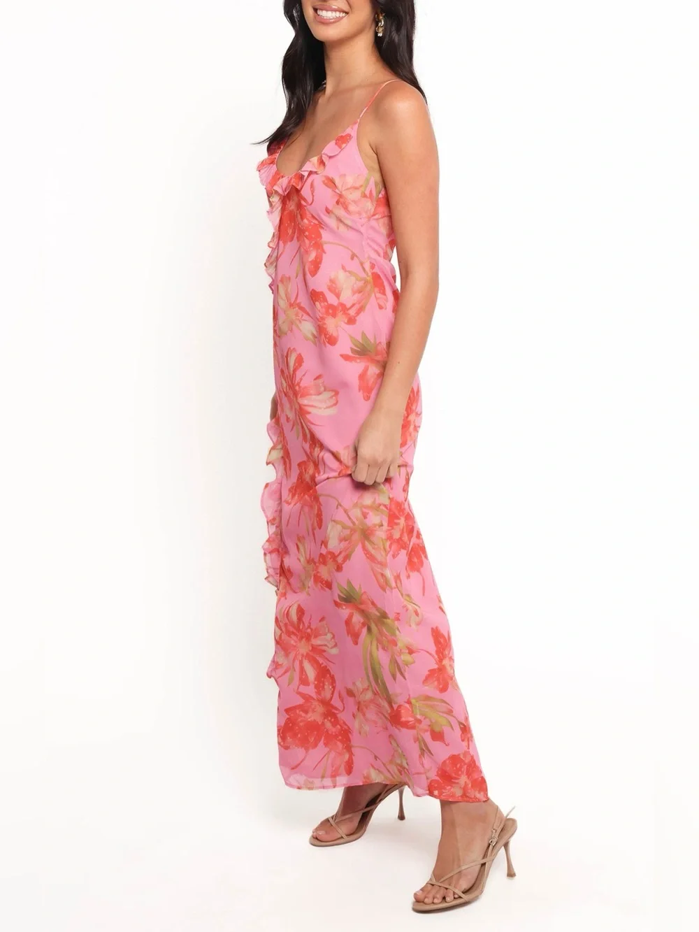 Petal and Pup Charli Pink Floral Tropical Print Slip Midi Dress NWT XS - Picture 3 of 15